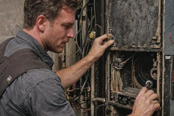 Professional technician performing furnace cleaning and maintenance